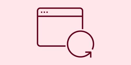 Icon of a web browser/web page with a refresh icon overlayed.