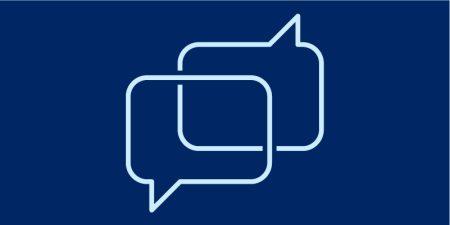 Outlines of two speech bubbles intersecting.