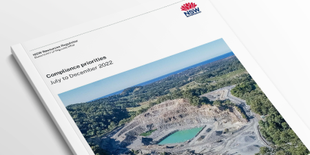 Image of a Resources Regulator Compliance Priorities report laying on a white background.