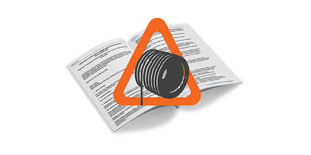 Image of the principal mining hazard icon, winding systems, overlayed over an open design order.