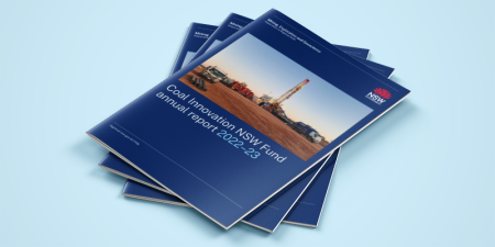 Coal Innovation NSW Fund annual report 2022–23 document stack.