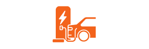 Electric car charging icon.