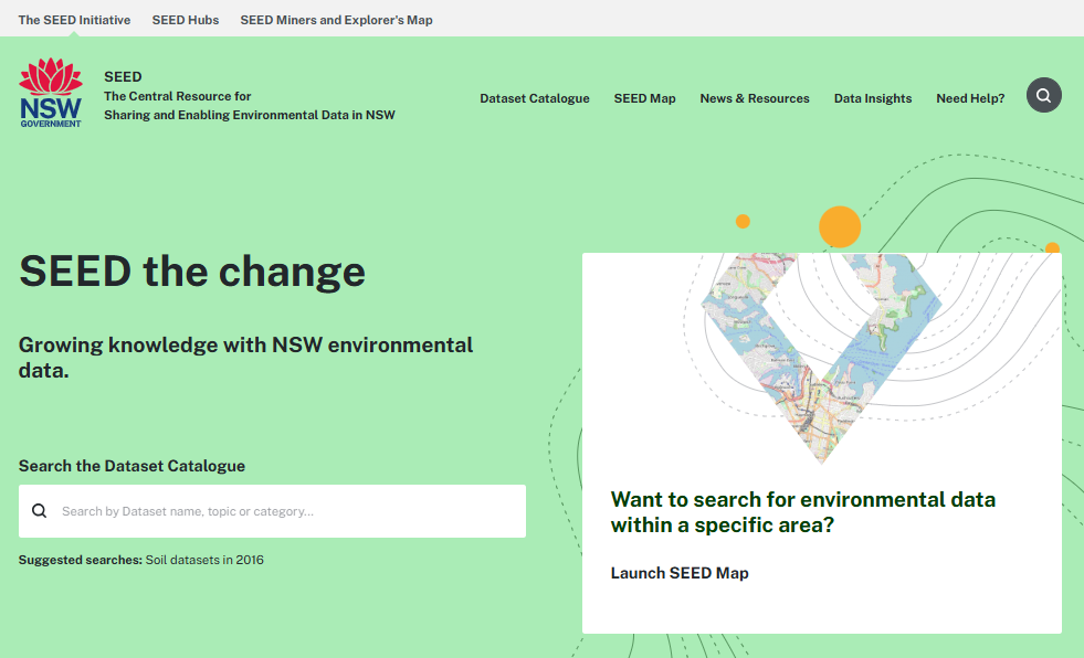 Screenshot of the SEED Portal landing page