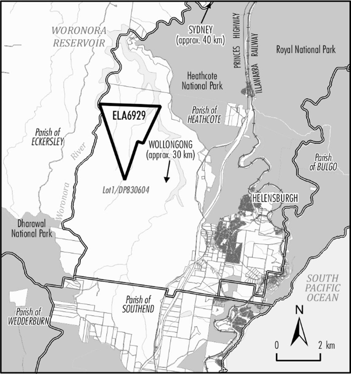 A map showing the proposed location of ELA6929