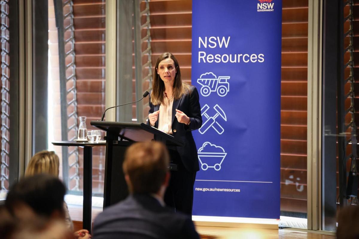 Minister Courtney Houssos speaking at the Critical Minerals Showcase 2025